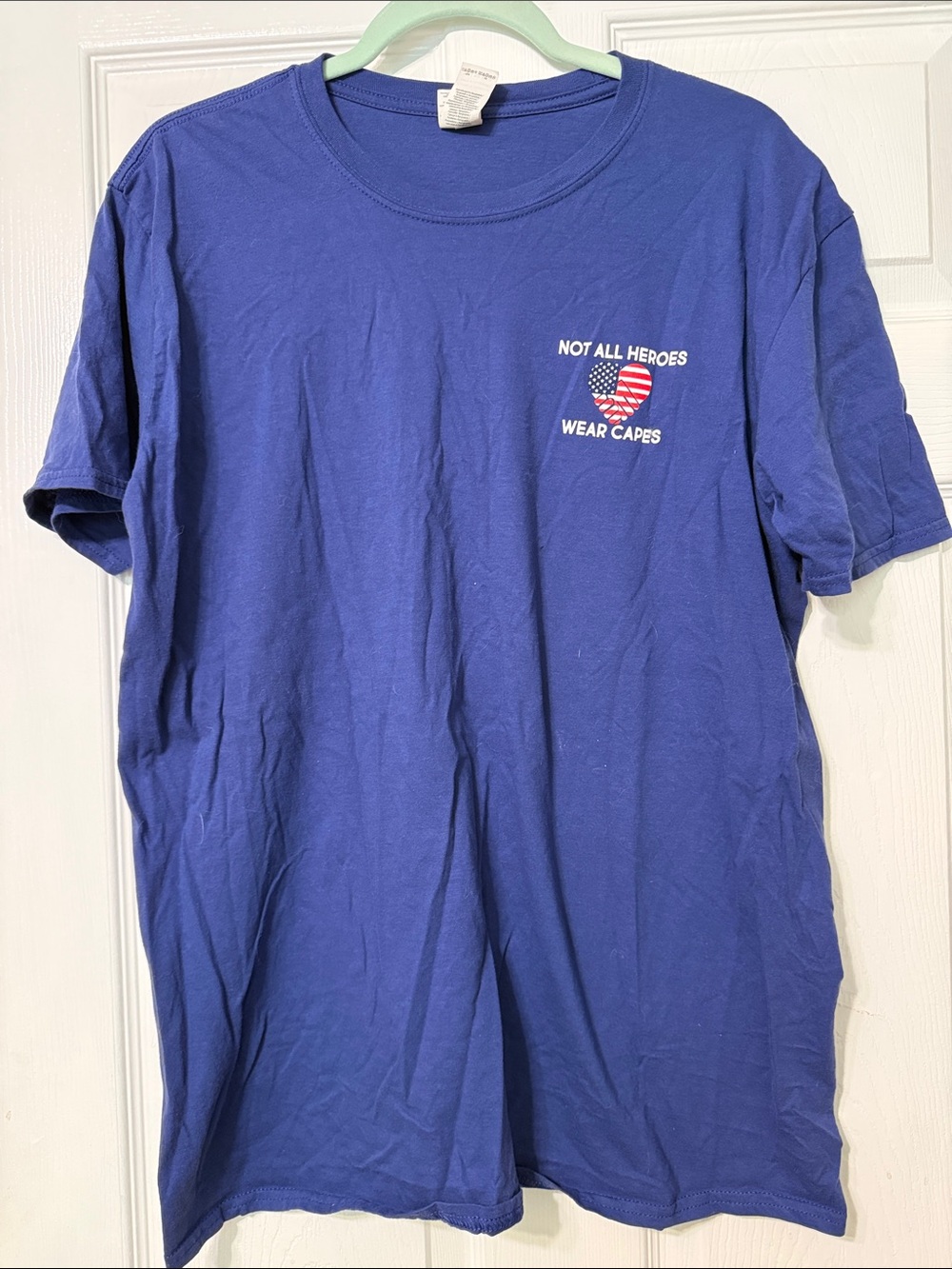 Gildan Blue Short-Sleeve Tee with Patriotic Heart Graphic